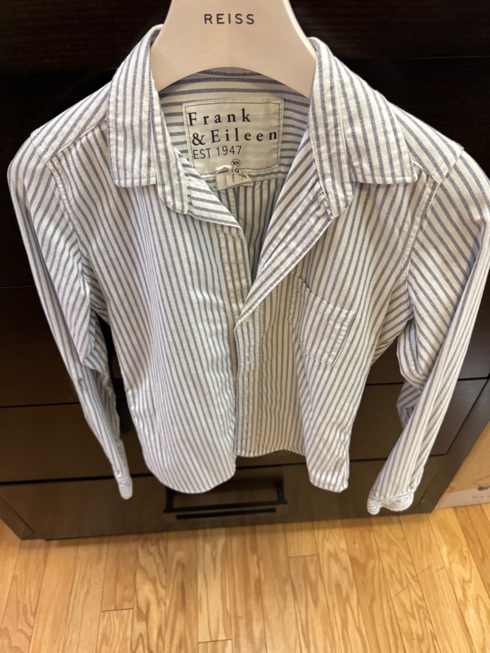 Frank & Eileen Greyish blue Striped Button-Up Shirt 100% cotton